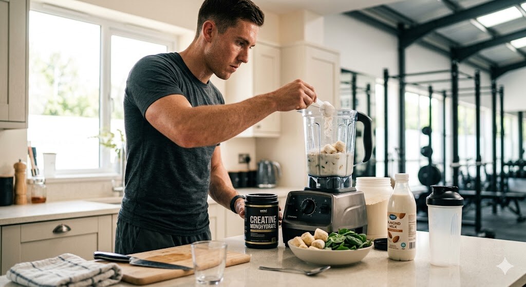 Creatina: Antes ou Depois do Treino? O que Diz a Ciência em Definição muscular batido com creatina