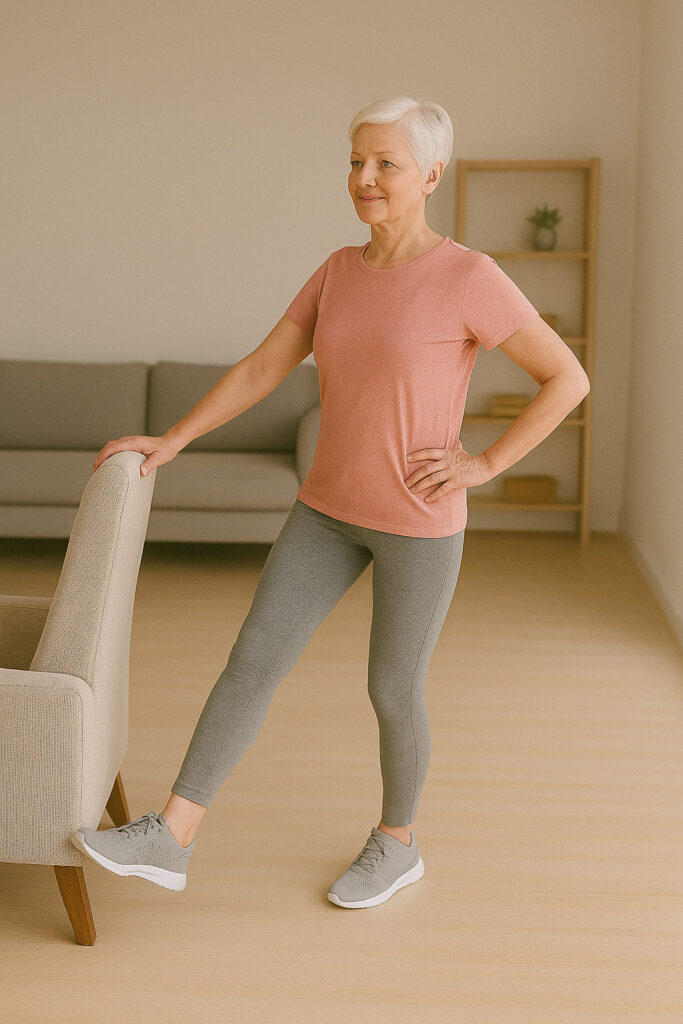 Plano de Exercícios Para Idosos: Corpo Ativo em Todas as Idades em Idosos Abdução de Pernas em Pé